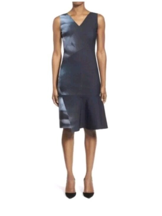 Elie Tahari Dresses & Skirts - Elie Tahari Jadyn Dress Size 4 Neoprene Floral Asymmetrical Hem Raw Seams NWT
